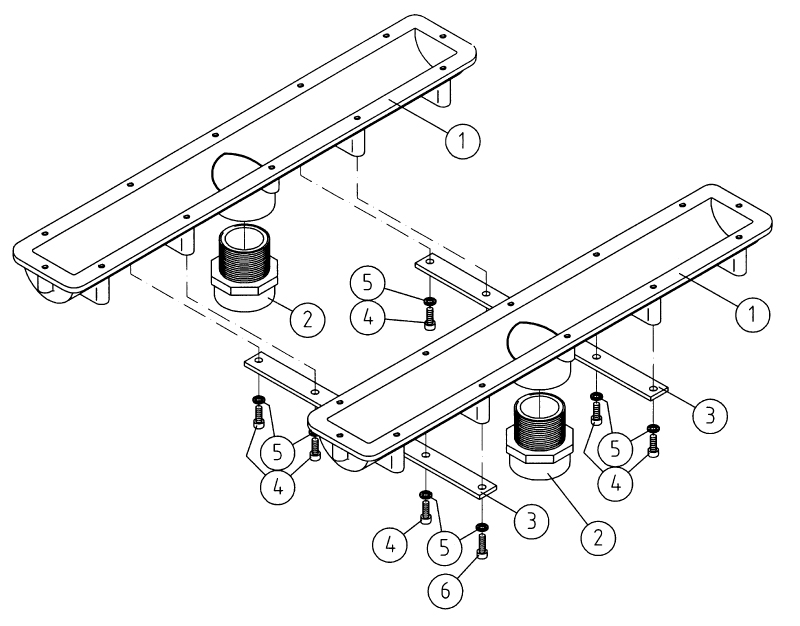 Схема Закладной комплект двойного аэромассажного сидения, длинный вариант Art. 8796050
